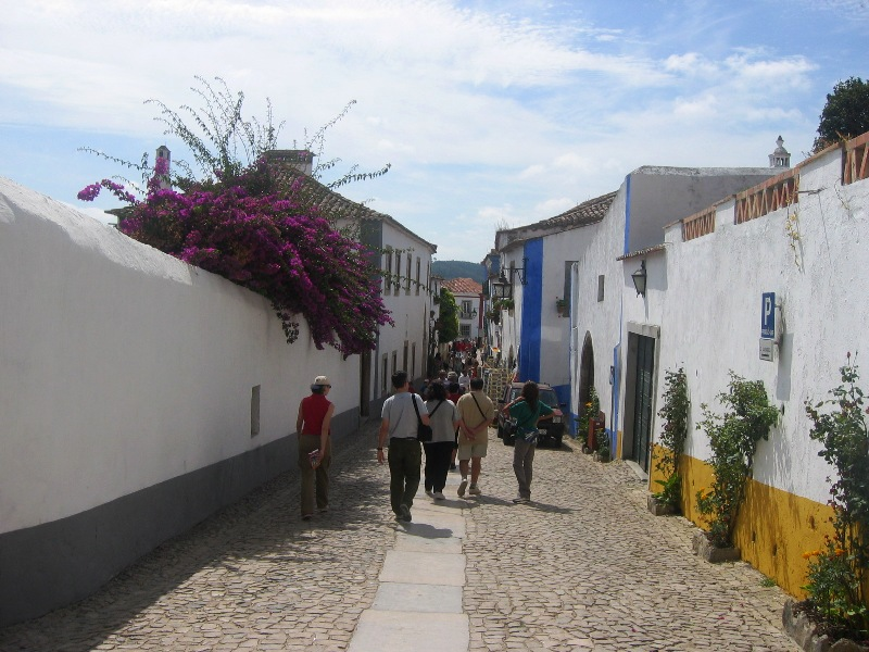 Uma das estreitas ruas da Vila de bidos