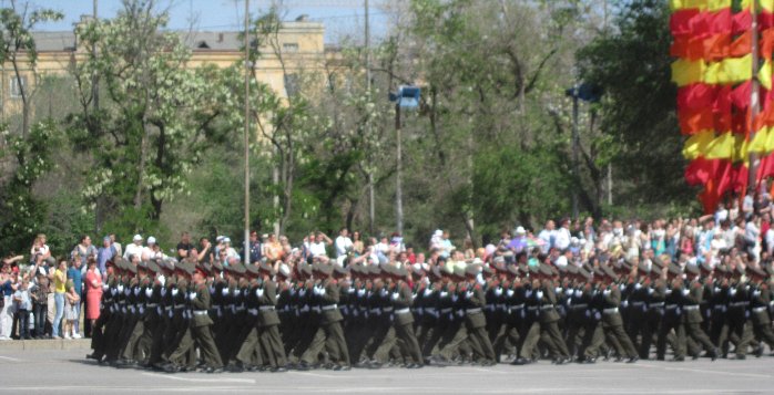 Momento do desfile em Volgogrado